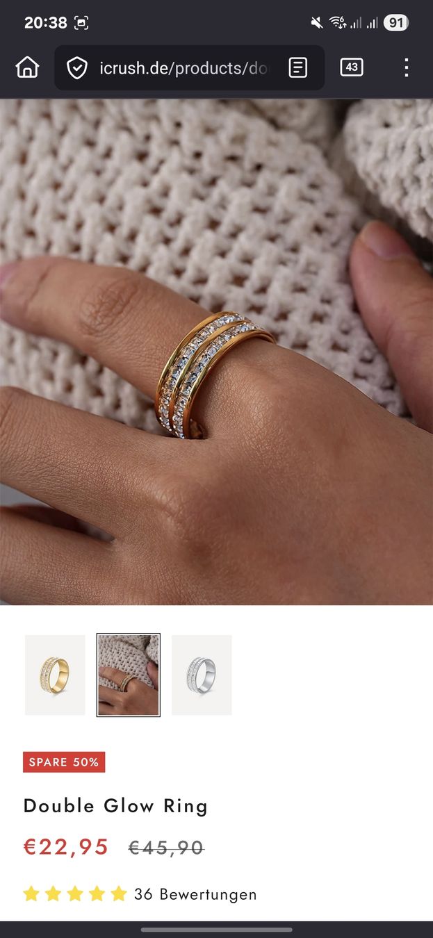 Ringe: Icrush Double Glow Ring – Neu (gemäss Beschreibung) aus Rickenbach b. Wil von VeryLovelyThings 1