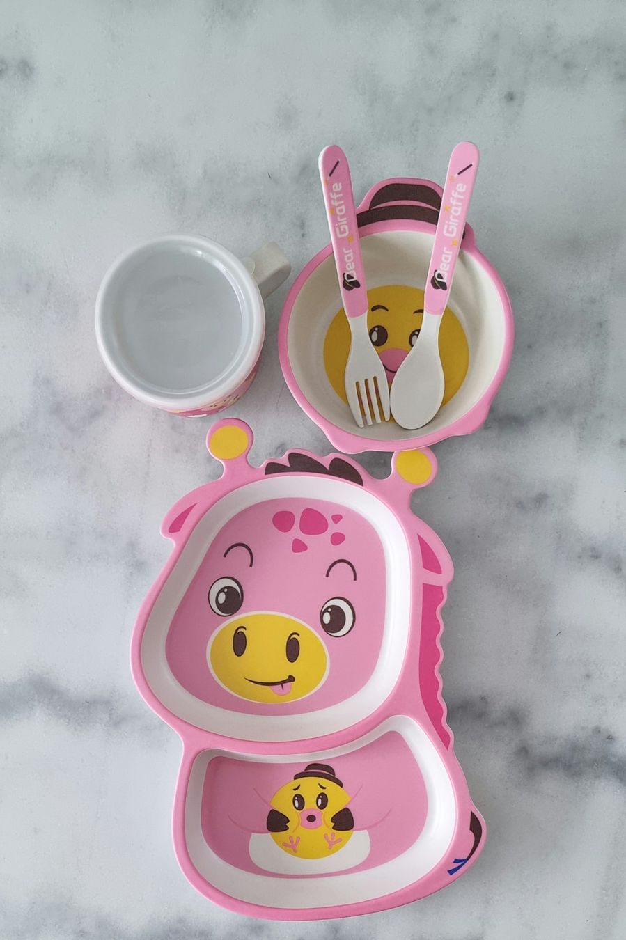 Set di piatti: KINDER GESCHIRR-SET Eco Bambo "DEAR GIRAFFE " – Nuovo e nell'imballaggio originale da Stäfa venduto da BURG23