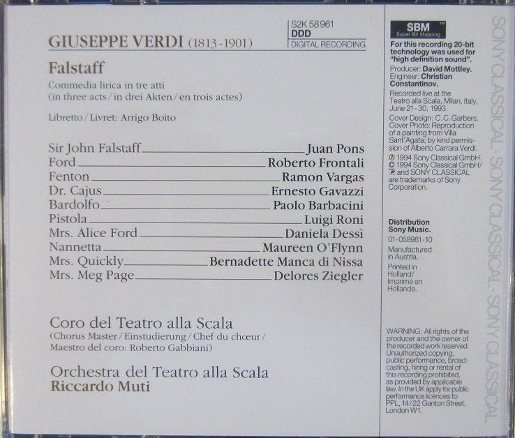 CD: Verdi - Falstaff (Muti) – Usato da Grüningen venduto da azulblanco 1
