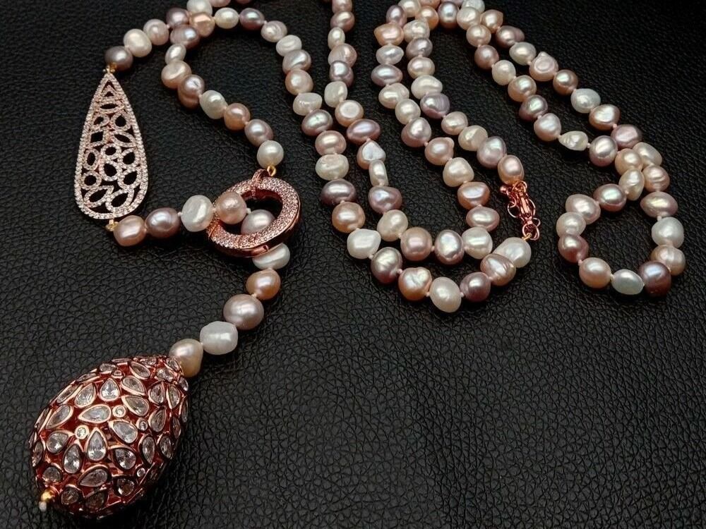 Catenine: AKTION Mina rosa Perlen Kette Echt Collier Perles Véritables – Nuovo (secondo la descrizione) da Prilly venduto da ilyria73
