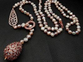 AKTION Mina rosa Perlen Kette Echt Collier Perles Véritables