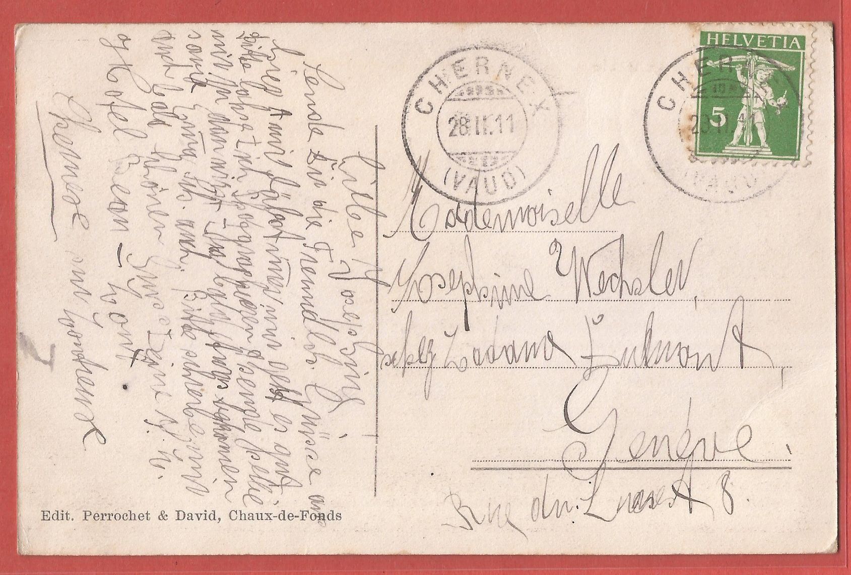 Cartoline postali: Chernex bei Montreux - 1911 – Usato da Fislisbach venduto da Porano 1