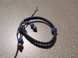 Armband schwarz/blaue Kugeln