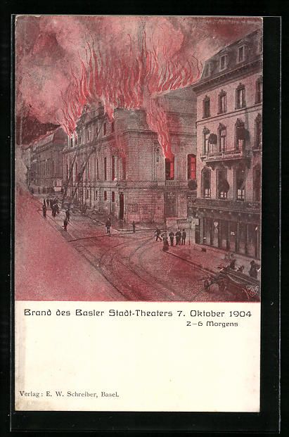 Cartoline postali: Basel, Brand des Basler Stadt-Theaters 7 – Usato da Berlin venduto da bartko-reher