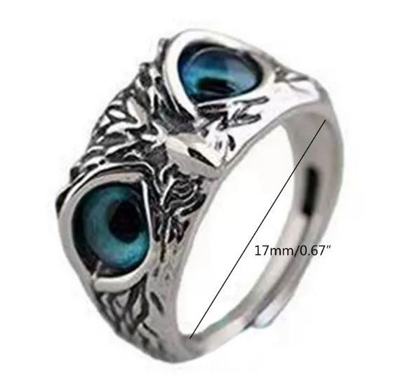 Anelli: Ring Eule, Owl blaue Augen, blue Eyes – Nuovo (secondo la descrizione) da Schwanden GL venduto da UHRKNALL 4