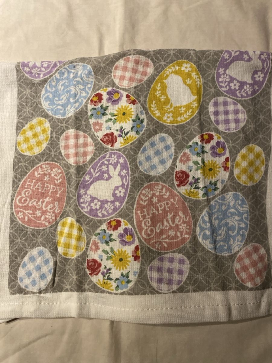 Linge de lit: 2 Easter Kitchen Towels, Eggs & Bunnies Design, New – Neuf avec emballage d'origine à Buttikon SZ par Maxwelltime 1