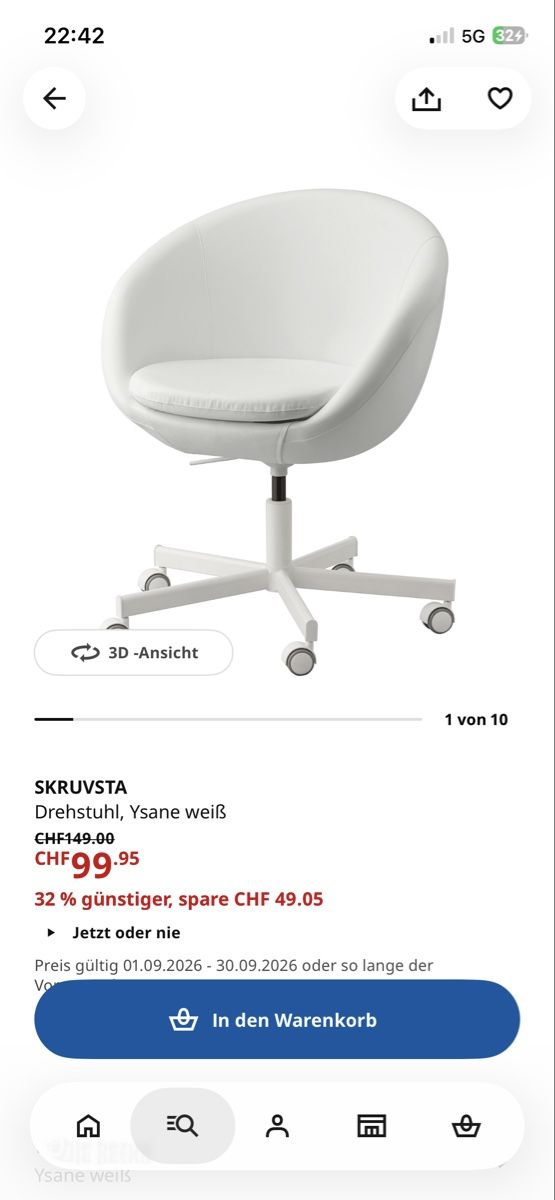 Ikea Sedie: Ikea Skruvsta Bürostuhl  – Usato da Küssnacht am Rigi venduto da aylin.ninahh 2