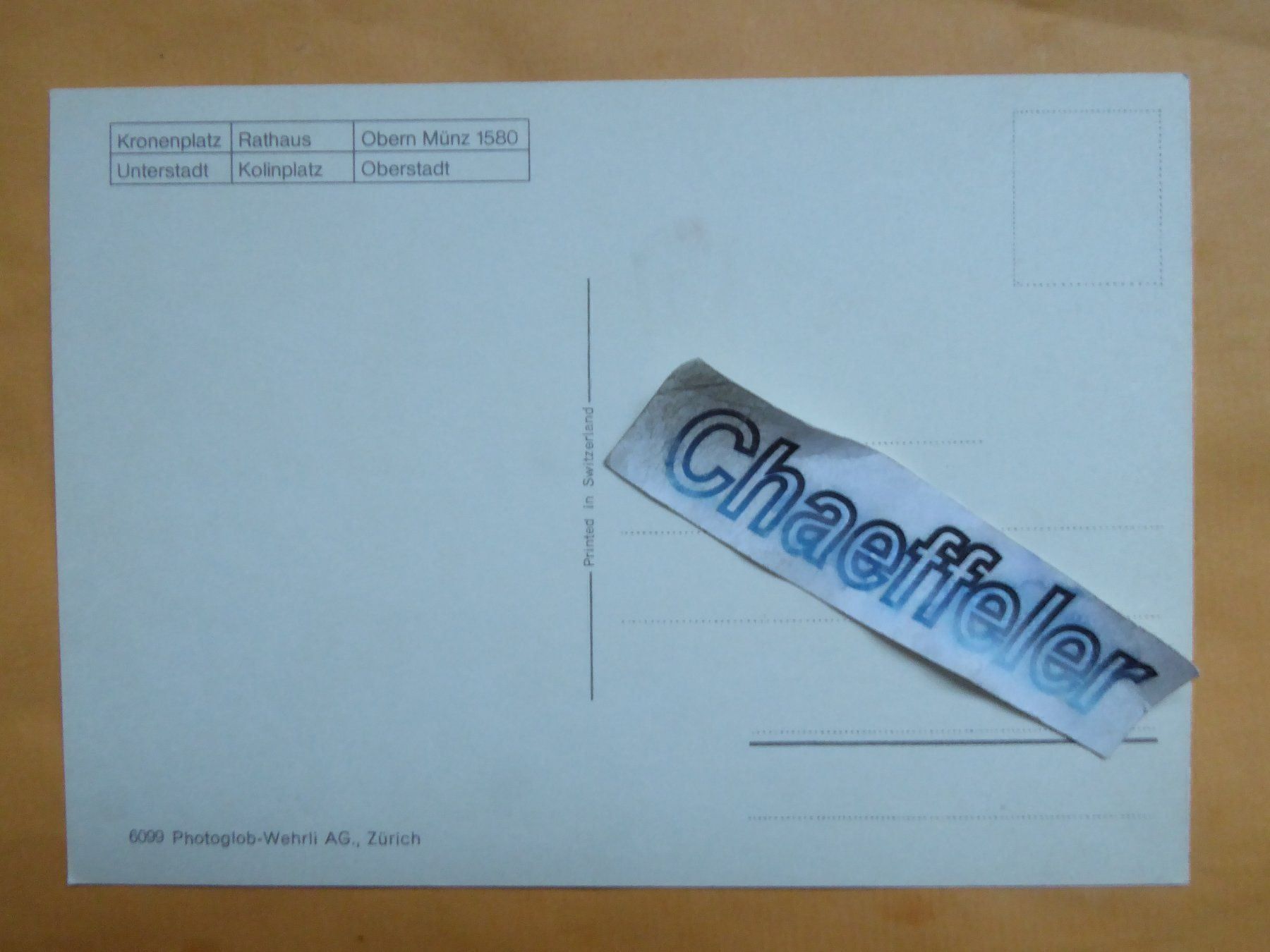 Cartoline postali: Zug, Kronenplatz, Rathaus,  Obern Münz – Usato da Zürich venduto da Chaeffeler 1