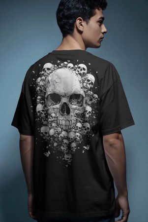 Tshirt Herren schwarz XXL Rückenmotiv Totenkopf punk style
