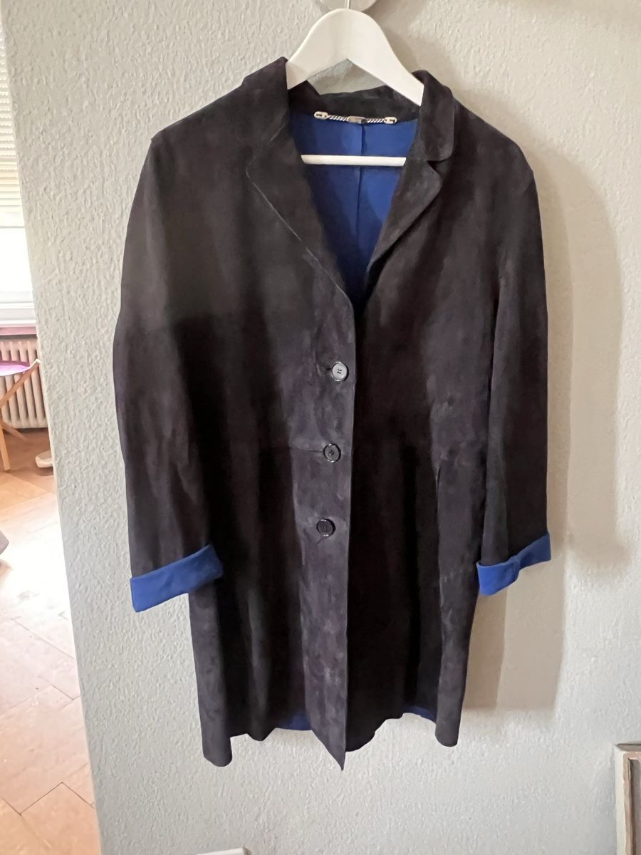 Cappotti: Ledermantel Seventy, Gr. 40 , blau – Usato da Solothurn venduto da Brini06
