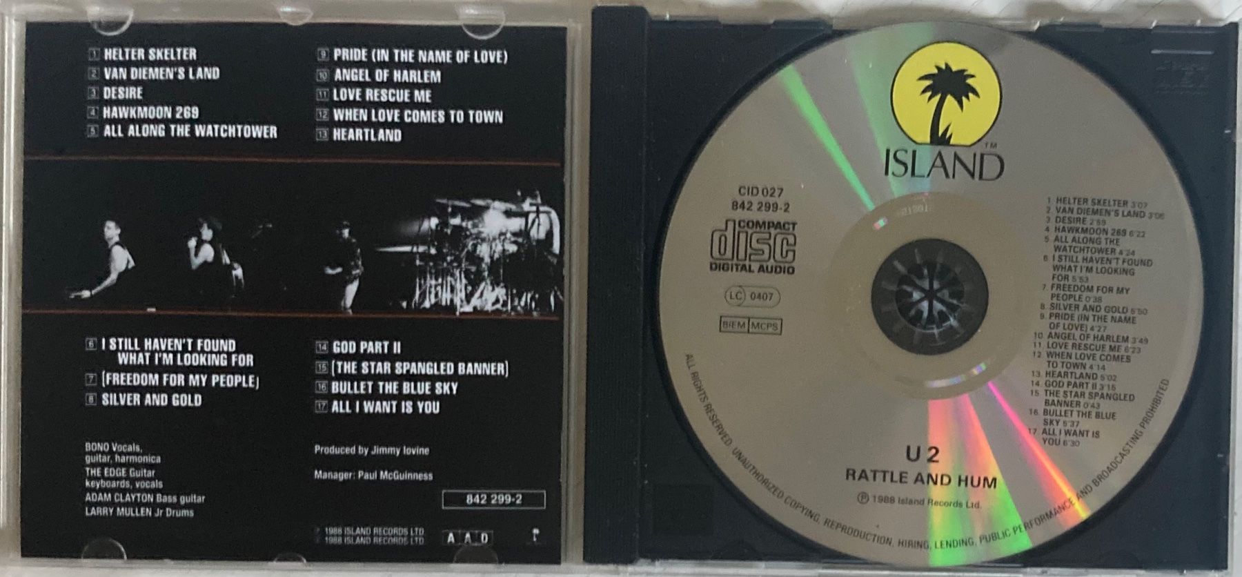 CDs: U2 - RATTLE AND HUM – Gebraucht aus Poliez-Pittet von Newtown-Records 2