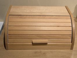 Wooden Bread Box with Lid, Like New