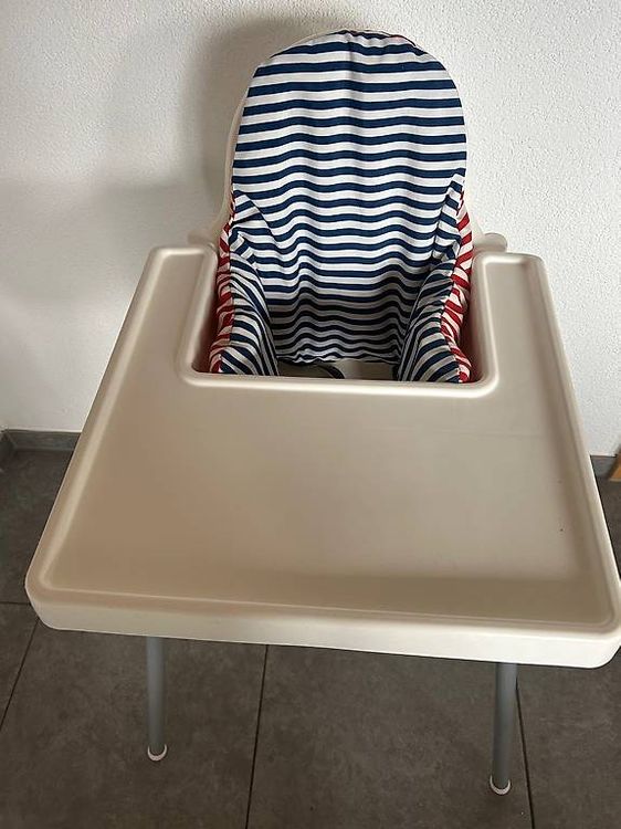 Kinder Hochstuhl mit Tablett, Sitzgurt + Kissen IKEA ANTILOP 1