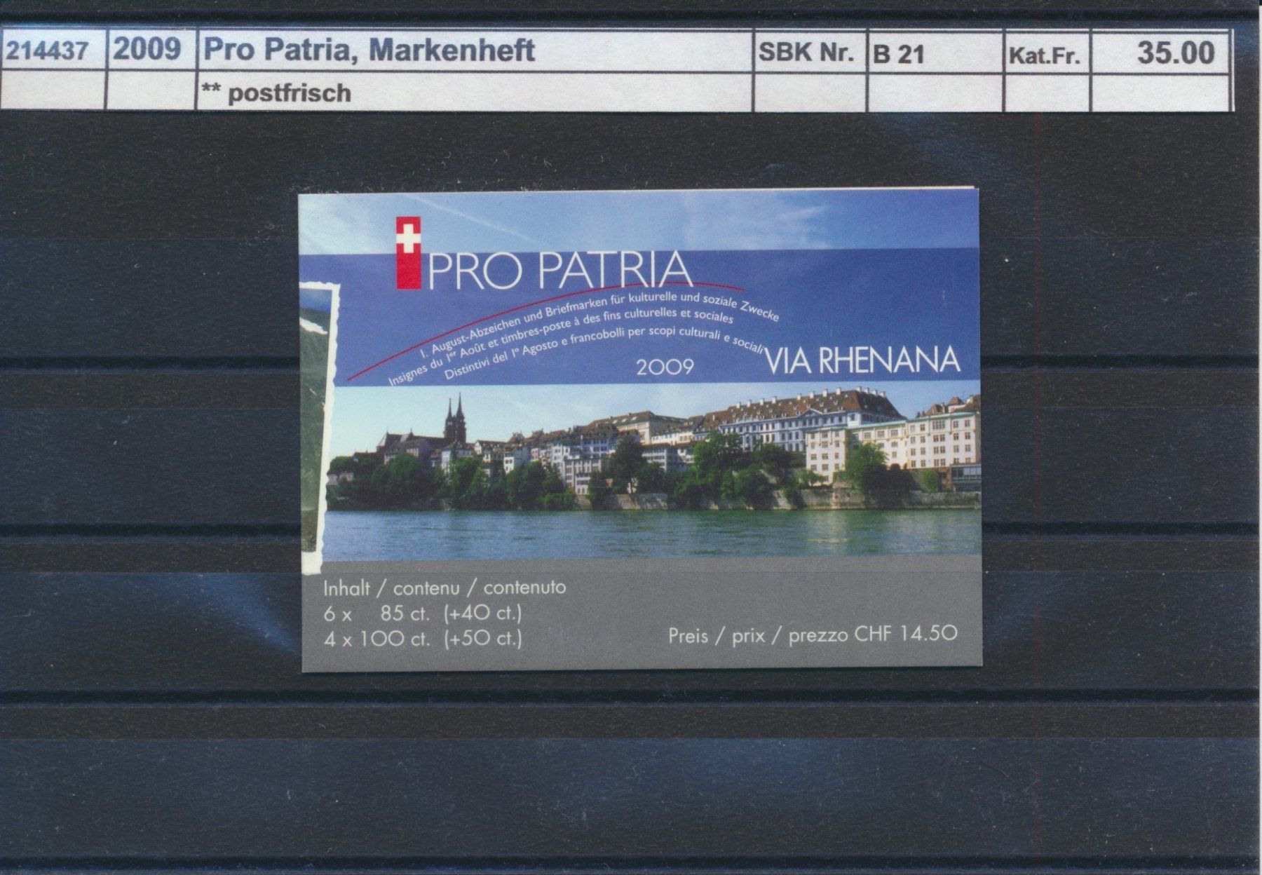 Tutti i francobolli: 2009 Pro Patria, Markenheftchen, ** postfrisch – Nuovo (secondo la descrizione) da Winterthur venduto da Zupogeru