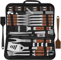 BBQ Grillbesteck Set 38-teilig Edelstahl mit Koffer Braun