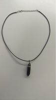 Elegante Obsidian Halskette mit Lederband - Neu