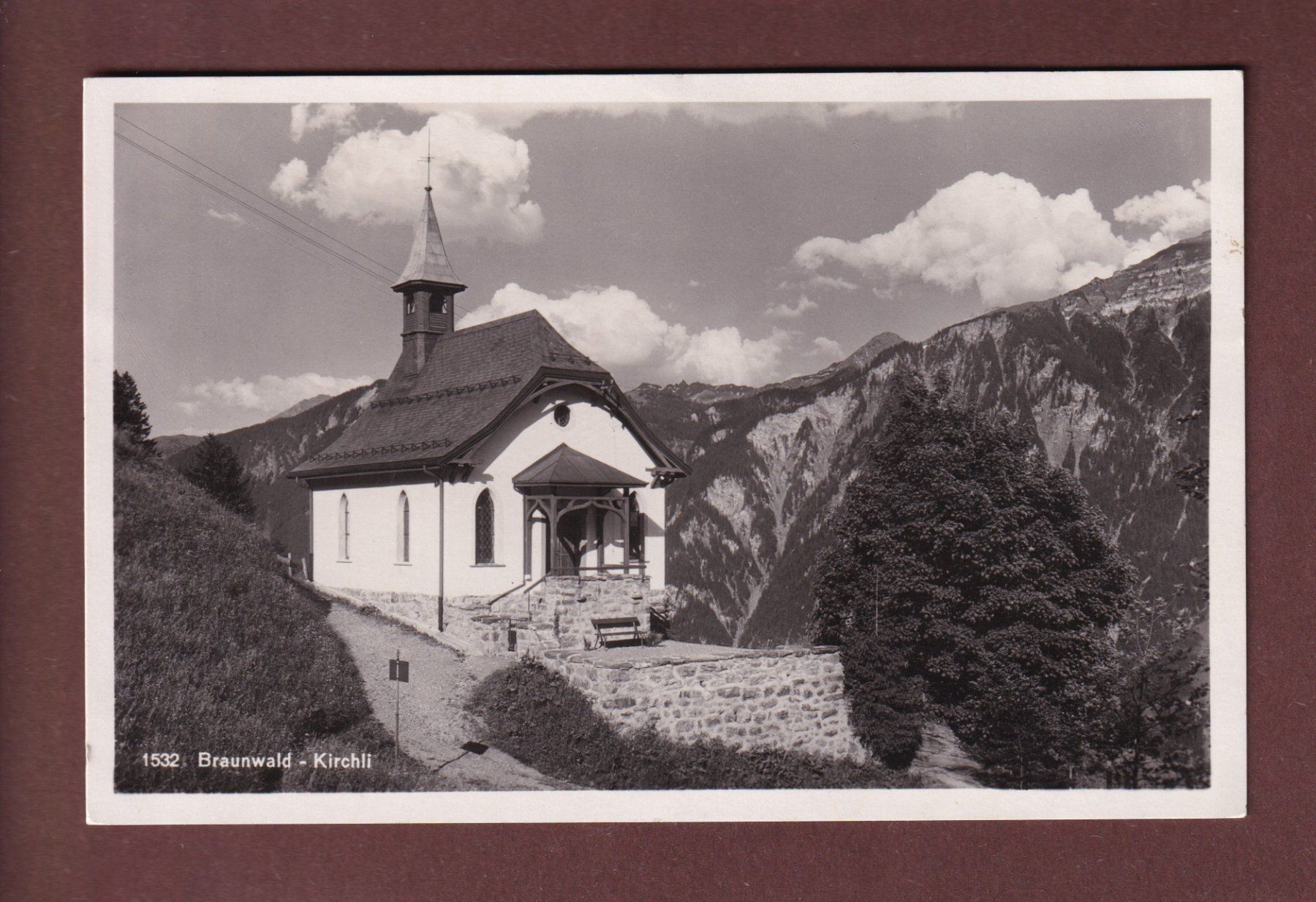 Ansichtskarten: BRAUNWALD - Kirchli - 1943 – Gebraucht aus Pully von nicecards-shop