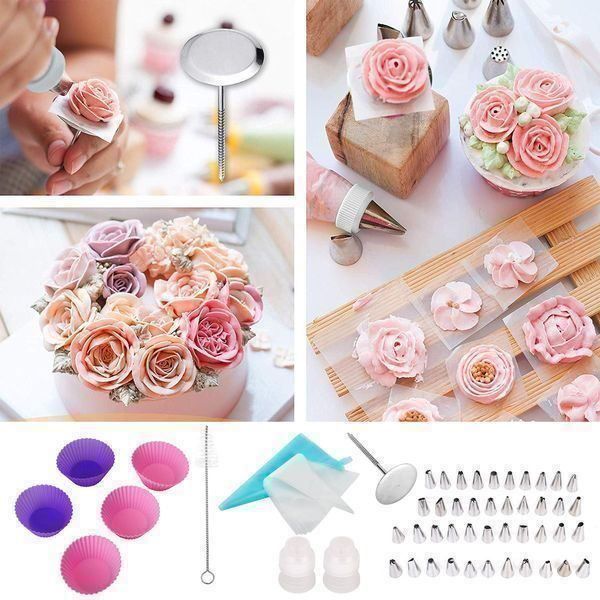 5-teiliges Rosen-Spritztüllen-Set Aus Edelstahl – Für Kuchen, Cupcakes & Fondant, Verschiedene Größen