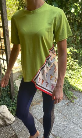 T-shirt cotone verde con stampa bassotto donna tgM/L-nuovo