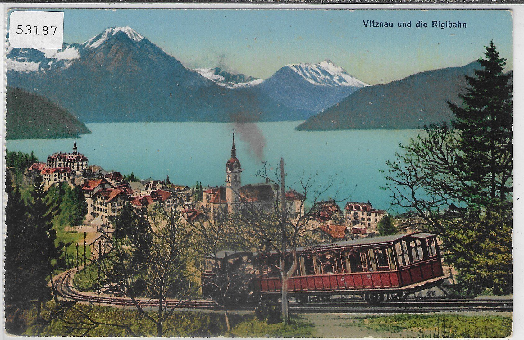 Ansichtskarten: Vitznau und die Rigibahn - Litho – Gebraucht aus Ettingen von Kartenplanet