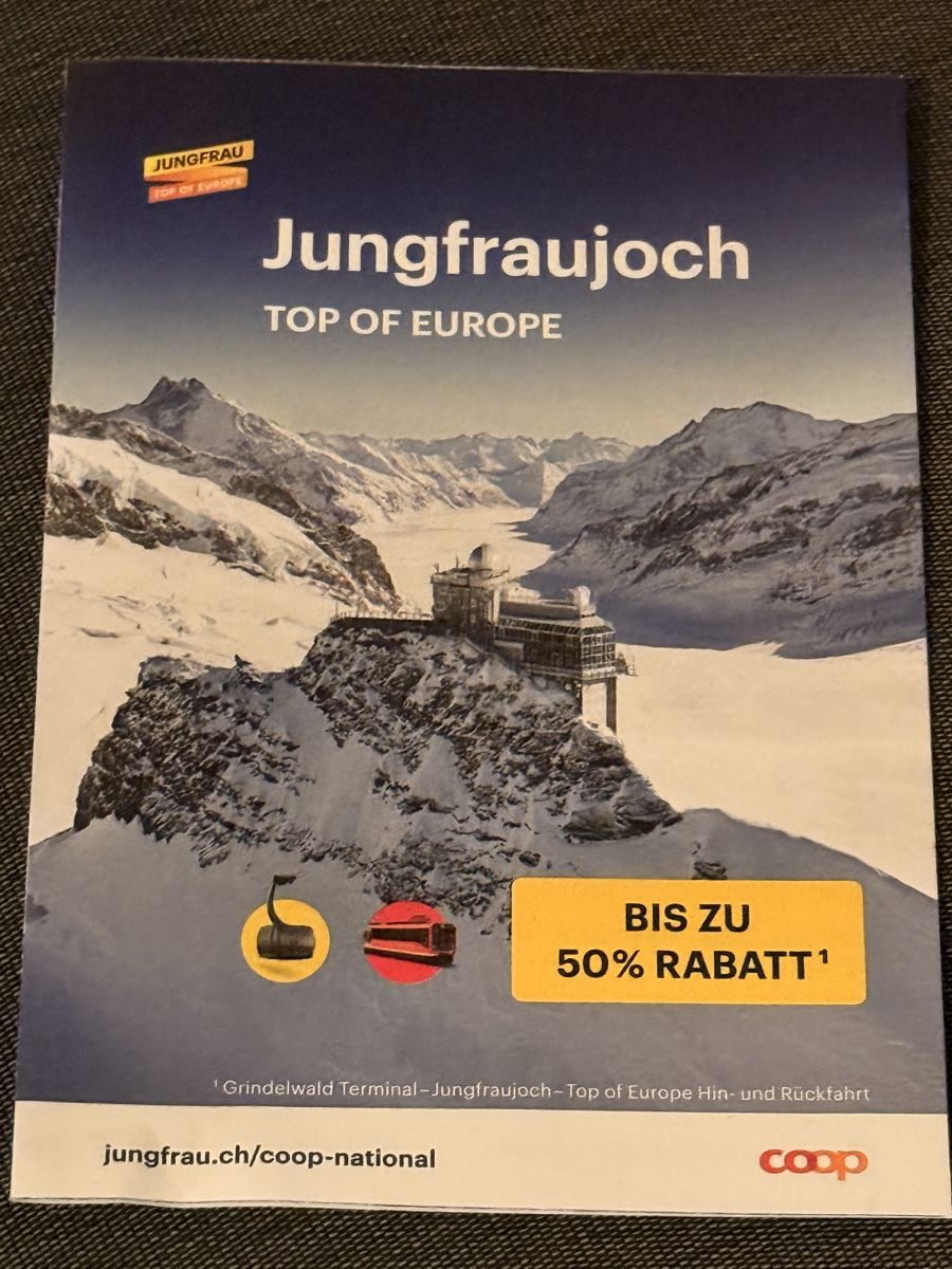 Buoni: Jungfraujoch Ticket Rabatt Aktion 50% Rabatt – Nuovo e nell'imballaggio originale da Alpnach Dorf venduto da Chelsea2