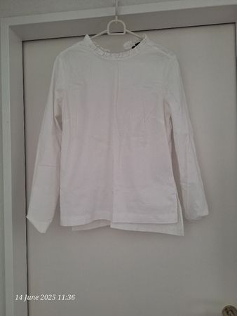 Esmsra White Long Sleeve Blouse, Size 42, spring look