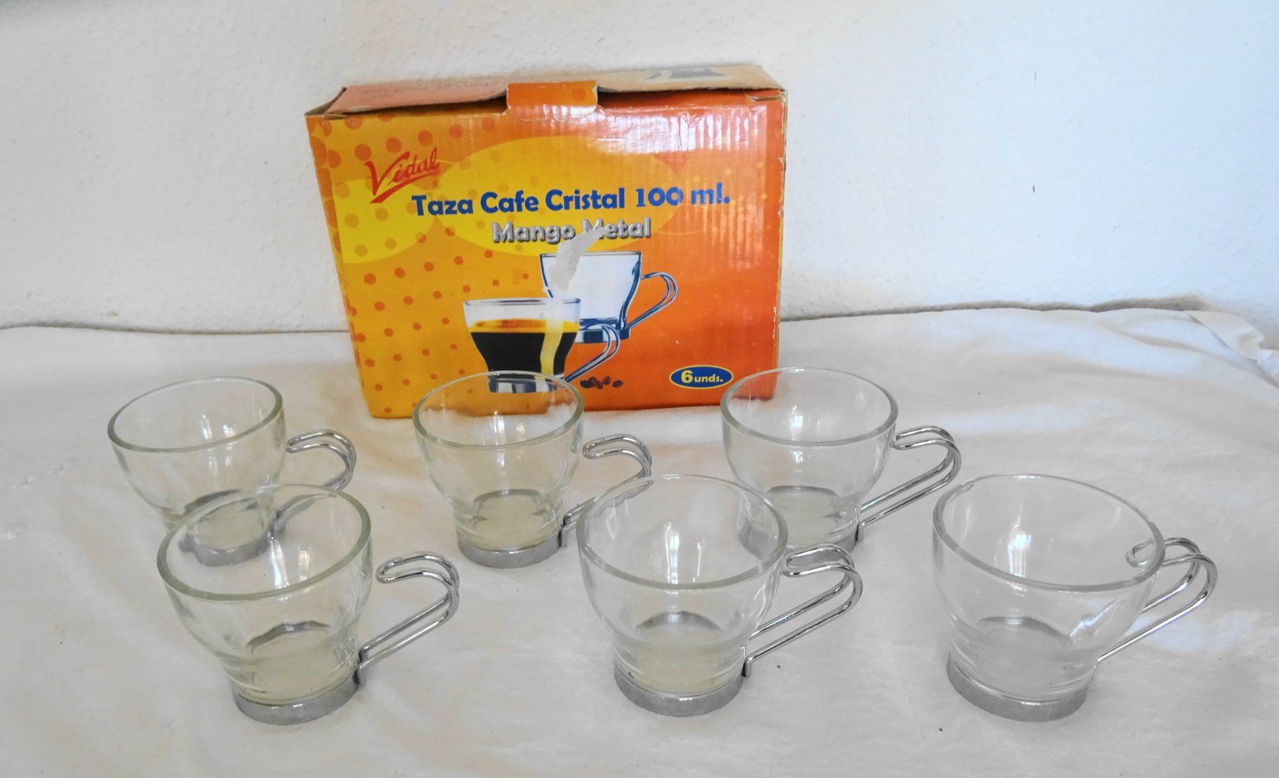 Tazze: 6 Kristall Kaffeetassen mit Metallgriff – Usato da Zürich venduto da Connie8
