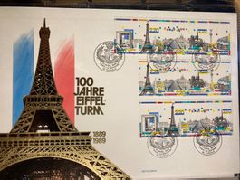 Frankreich 1989 FDC Grossbrief 5/4er-Streifen Gebäude Paris