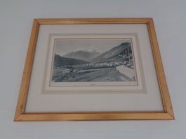 Litho Lavin mit Goldrahmen hinter Glas