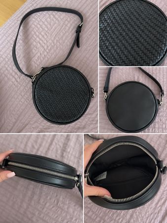 Schwarze runde Crossbody-Tasche 