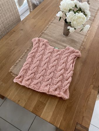 Benetton Stricktop, Baumwolle .Gr. S Zopfmuster