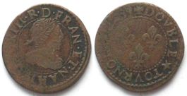 Double Tournois 1639 H La Rochelle LUDWIG XIII. Kupfer