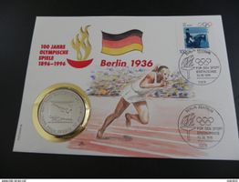 Münzbrief Uganda 1000 Shillings 1996 - Olympia Berlin 1936