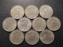 10 x 50 Rp 1960-61-62-63-64  Superbes pièces  Top