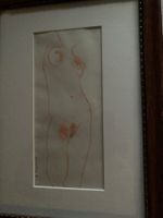 Emil Sauter Original Aktzeichnung im Rahmen, signiert.
