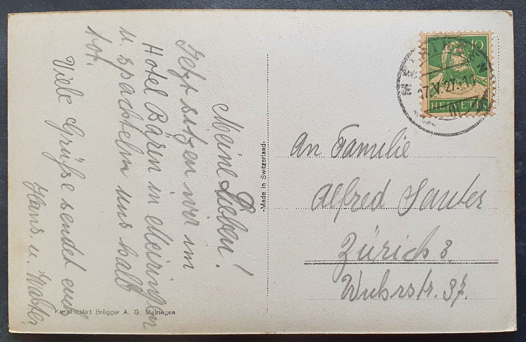 Cartoline postali: Meiringen 1927 – Usato da Kreuzlingen venduto da Rschweiz1 1
