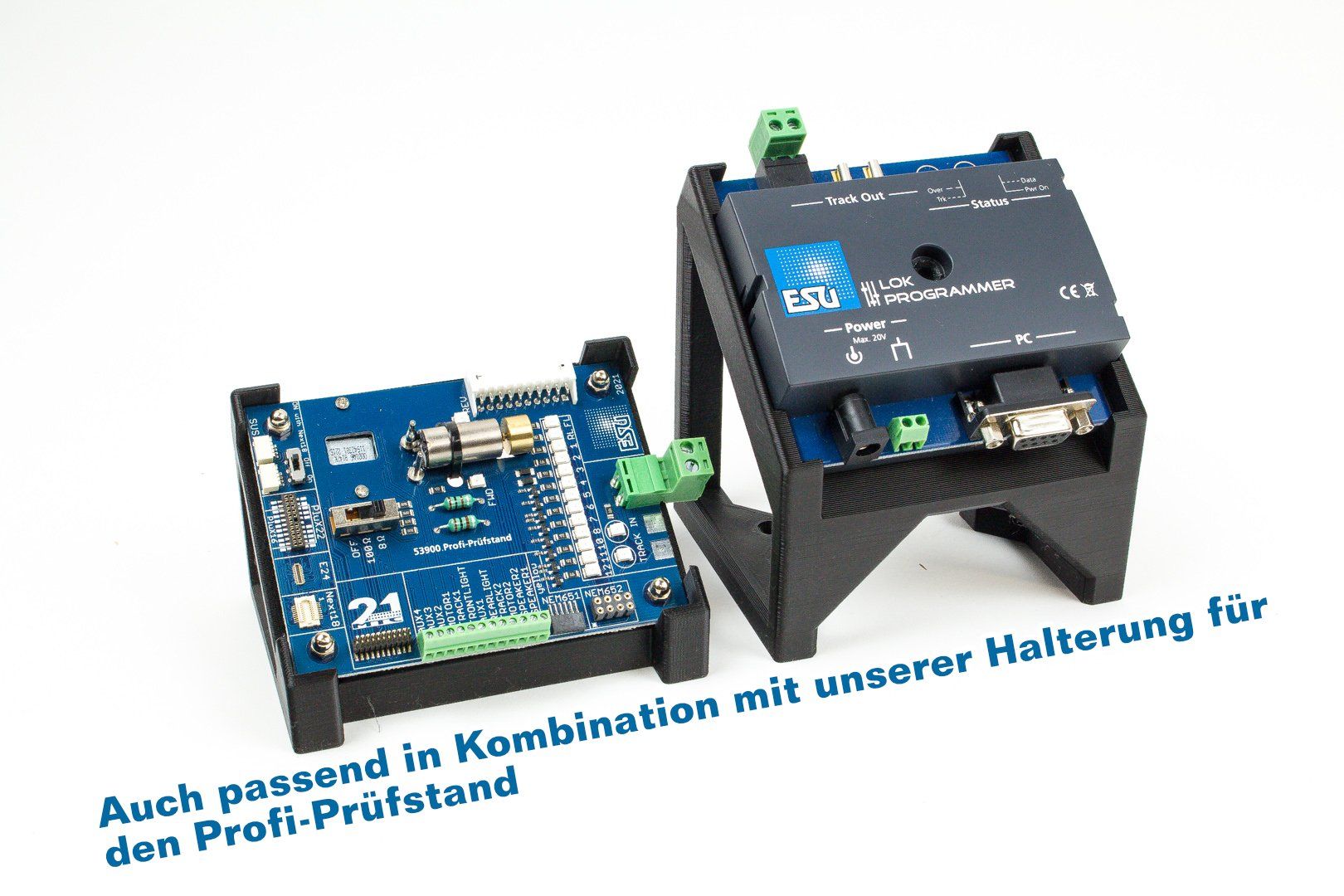 Modellini di ferrovie: Mandau 3D Halterung für ESU Lokprogrammer, niedrige Version – Usato da Basel venduto da mhmarken 2