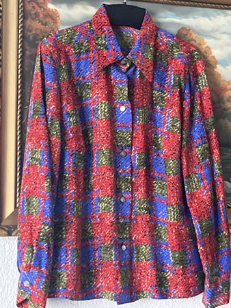 Vintage Edle Satten Seide Bluse,Handarbeit Neuewertig GrM(K6