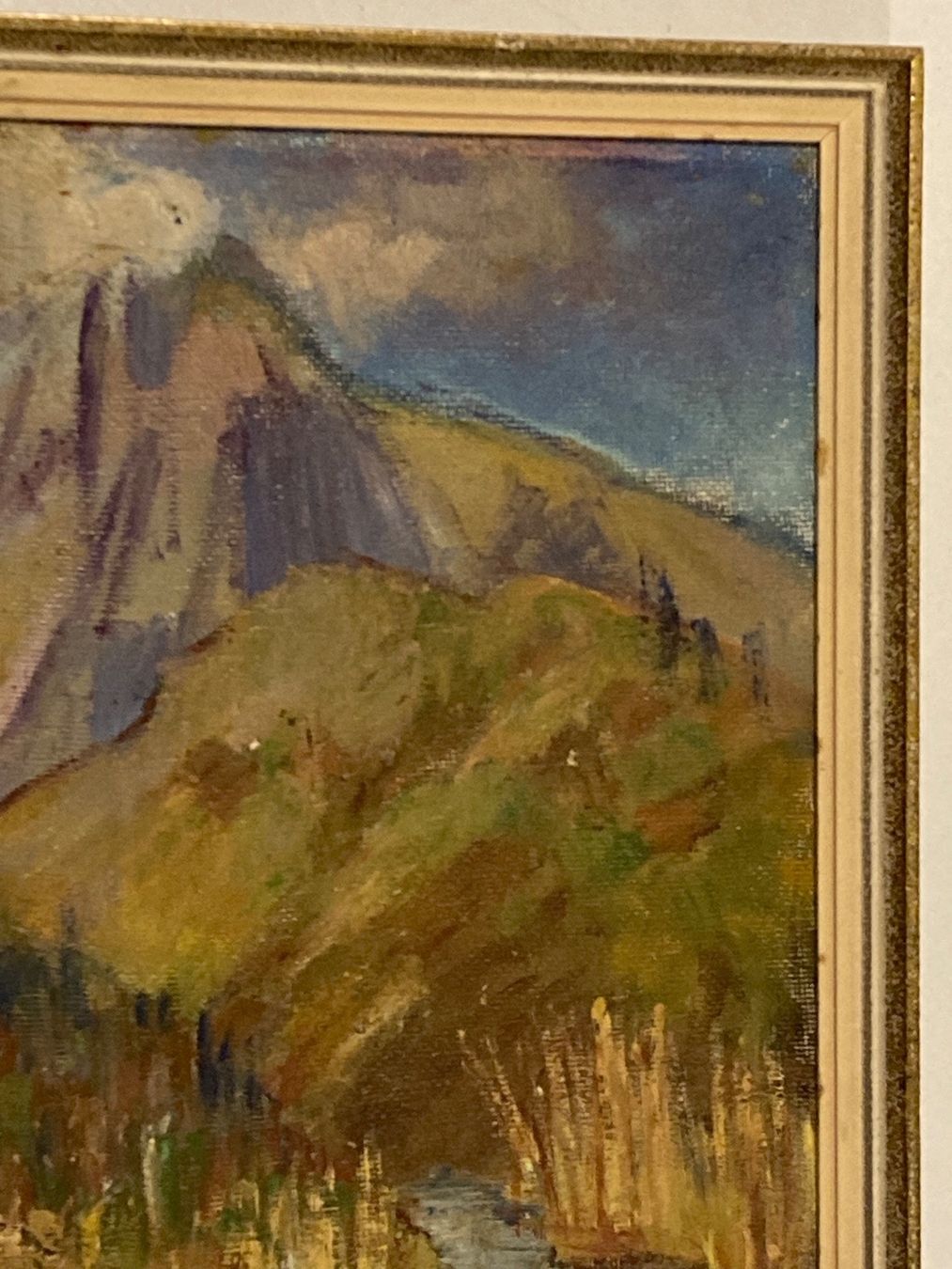 Dipinti: H.W. Landschaftsgemälde monogrammiert mit Berge, Bach, Wiese – Usato da Hirzel venduto da pjn_d7xp 5