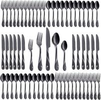 Besteckset 60 tlg für 12 Personen Edelstahl Schwarz