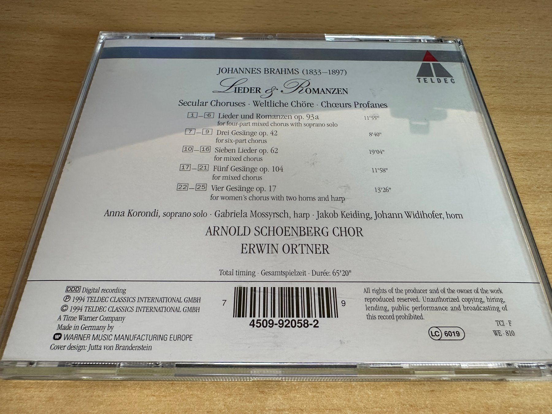 CD: Brahms - Secular Chrouses OP, 93a, 42, 62, 104, 17 – Usato da Rikon im Tösstal venduto da Alpenmutz 1