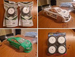 RC Modellbau-Konvolut, Regler, Räder, Karosserien, Ladegerät