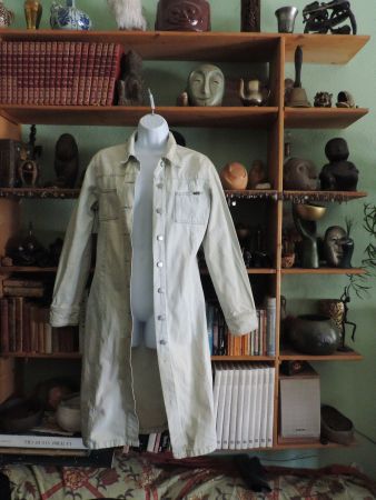 veste longue en jeans bleu clair