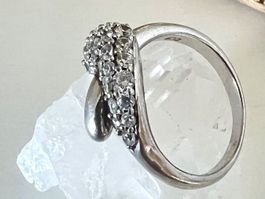 Silberring 925 im Schlangen-Design mit Zirkonia Besatz G56