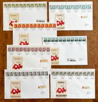 1987-96, 7 Rollenmarken FDC mit 11er-Streifen, Kat. 640.-