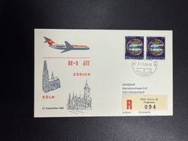 Swissair Erstflugbrief Zürich - Köln 1968