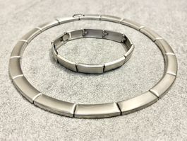 Silberfarbenes Schmuck-Lot Halskette Armband Stainless Steel