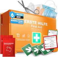 Erste Hilfe Kasten DIN 13157:2021 Wandhalterung gefüllt