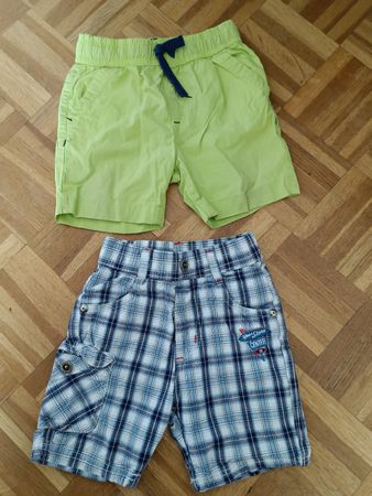 Baby 2x Kurz Hose Gr 74 Shorts gelb/kariert