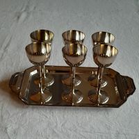 Likör-Set Alpaka, Art-Deko 1930er,